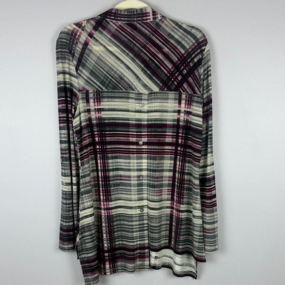 Joseph Ribkoff Casual Plaid Multicoloured Striped Roll Up Sleeve Blouse Size 10 - Picture 11 of 14
